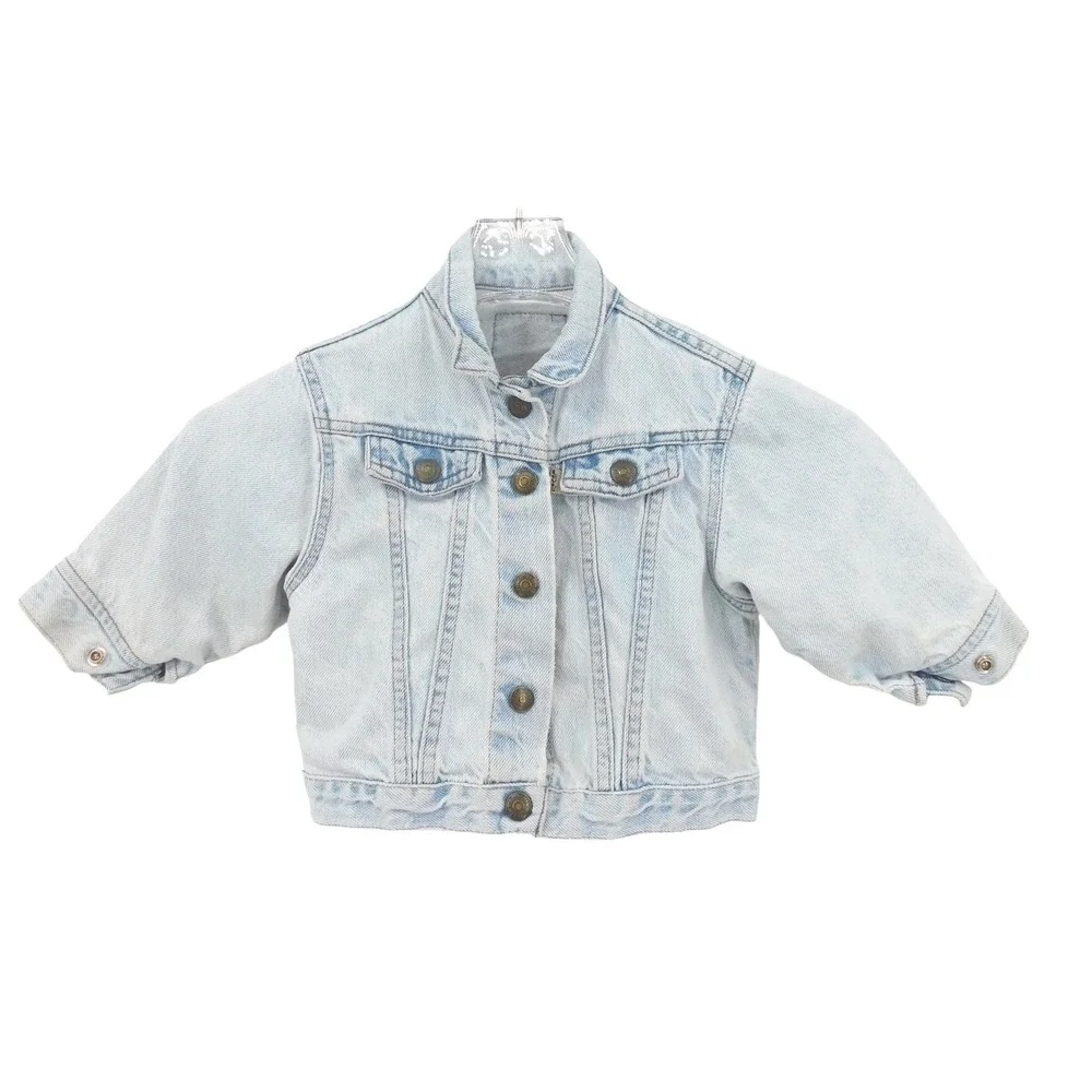 Vintage Levis Baby Girl Denim Jacket Light Wash Distressed Size‎ 18 Months